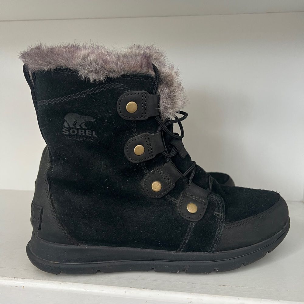 Sorel Women's Explorer Joan Suede Boots Black Size 8